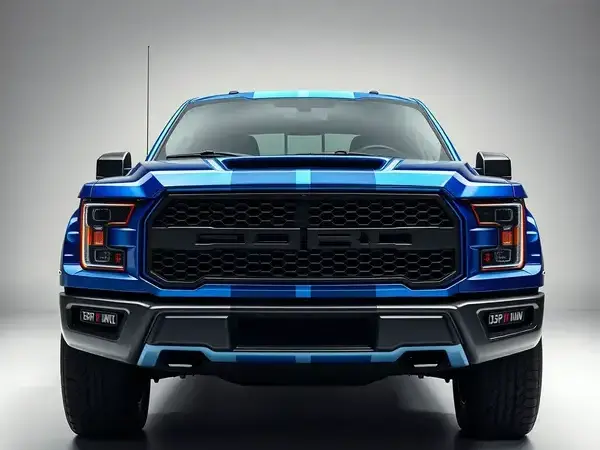 Dual racing stripes on pickup truck