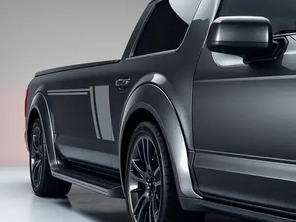 Metallic racing stripes on sports truck