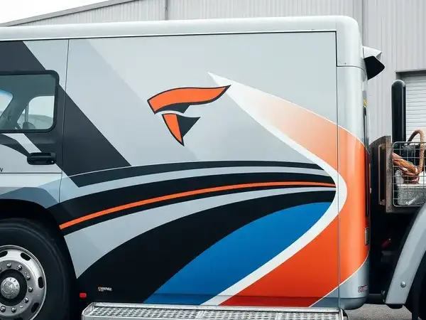 Racing stripes and company logo